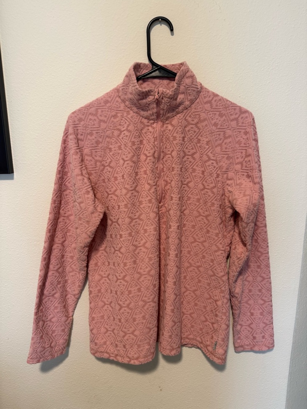 Eddie Bauer Pink Textured Half Zip Turtleneck Fleece